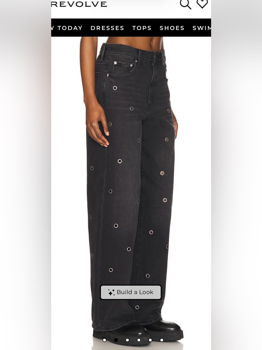 NWT Pistola Hendrix High Rise Wide Leg Jeans Open Rivets - Glamour Black - Sz 32 - Picture 3 of 16